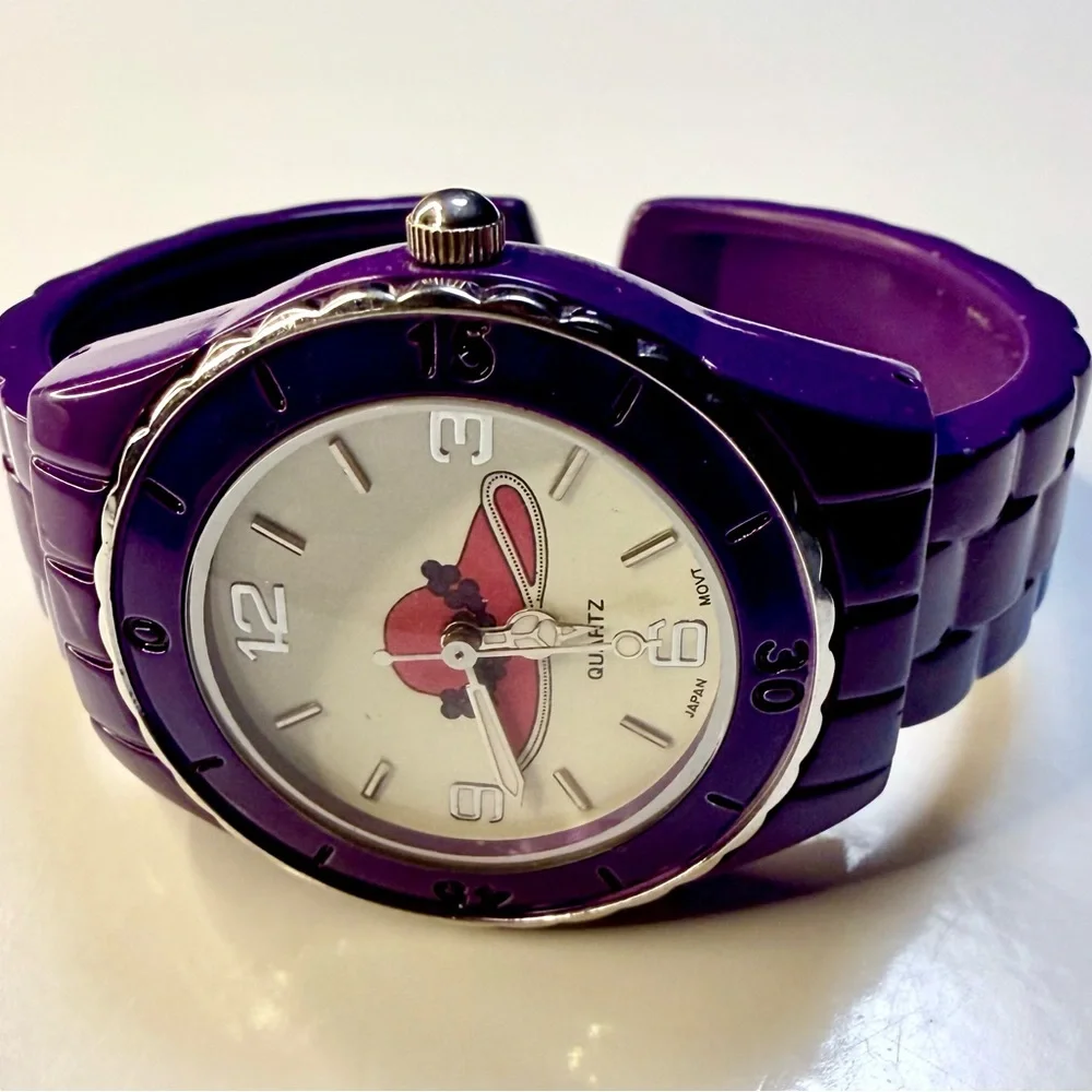 Red Hat Society Logo Watch • Purple Bracelet Band • RHS Collectible